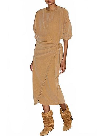 Isabel Marant Sandrina Long Dropped Sleeve Dress in Caramel (view 2)