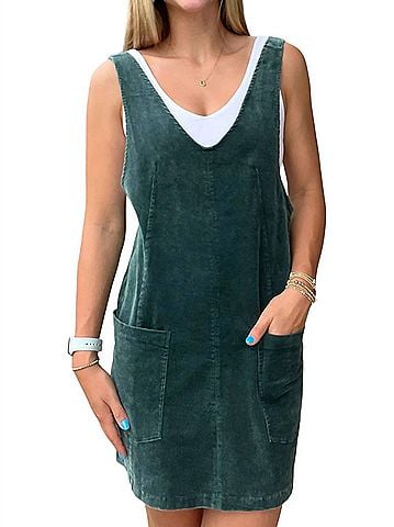 Hem & Thread Washed Willow Dress in Green (view 2)