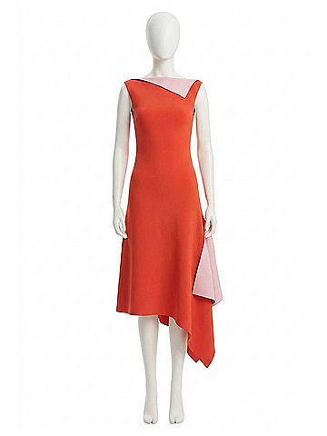 Oscar De La Renta Sleeveless Two Tone Knit Dress in Lily/Carnelian (view 1)