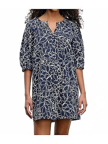 Velvet by Graham & Spencer Printed Voile Summer Dress in Navy (view 2)