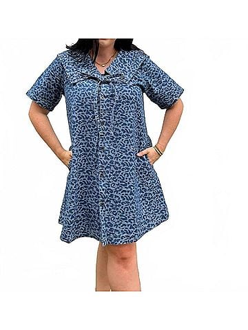 Oddi Leopard Spots Dress in Blue (view 2)