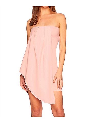 Susana Monaco Asymmetrical Pleat Tube Dress in Ballet Slipper (view 2)