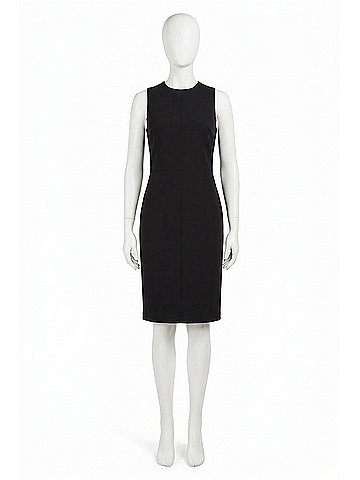 Vince. Seamed Sheath Midi Dress in Black (view 1)