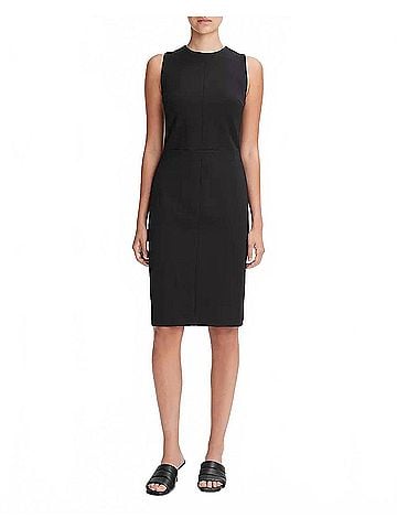 Vince. Seamed Sheath Midi Dress in Black (view 2)