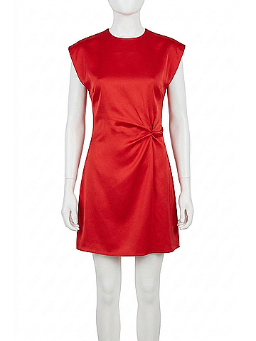 Greylin Watson Dolman Sleeve Satin Side Twist Mini Dress in Red (view 1)
