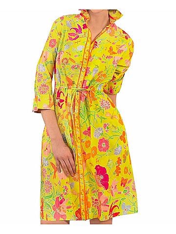 Gretchen Scott Designs Cotton Birds & The Bees Pulley Dress in Yellow Floral (view 2)