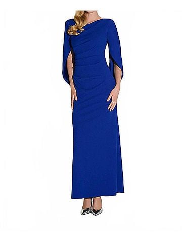 Joseph Ribkoff Draped Cowl Sleeve Evening Dress in Royal Sapphire (view 2)