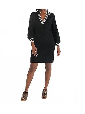 Emily McCarthy Lolli Sweater Dress in Black Monogram (view 2)