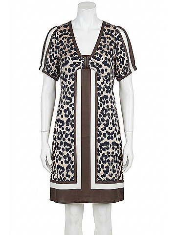 Joy Joy V-Neck Ring Dress in Leopard Border (view 1)