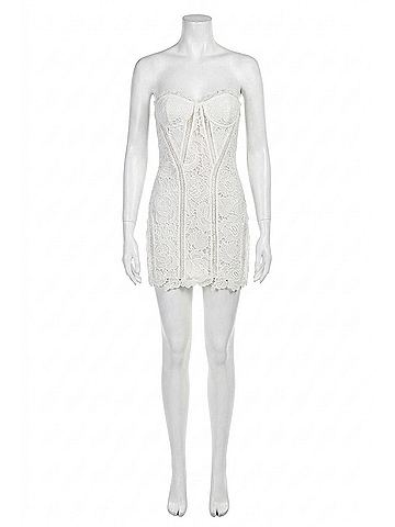 Rococo Sand Strapless Short Dress in White (view 1)