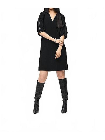 Joseph Ribkoff Cutaway Slit Mini Dress in Black (view 2)