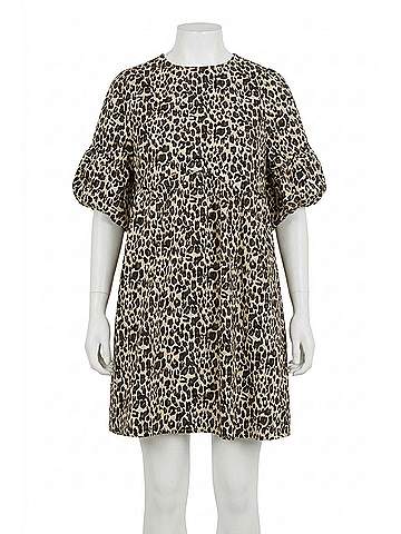 Bibi Denim Back Contrast Tie Detail Mini Dress in Leopard (view 1)