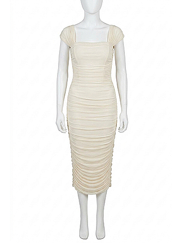 Mable The Milan Mesh Dress in Cream (view 1)