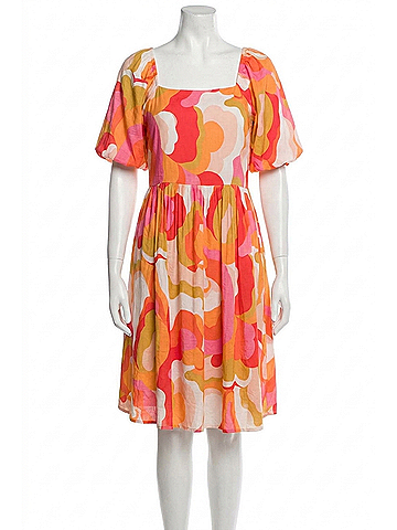 Oddi Floral Abstract Print Mini Dress in Pink Multi (view 1)