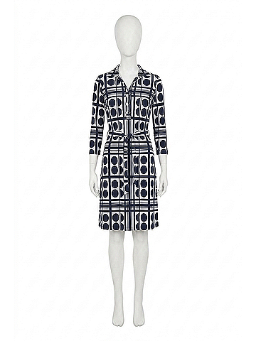 Joseph Ribkoff Knee Length 3/4 Sleeve Dress in Vanilla/Midnight Blue (view 1)