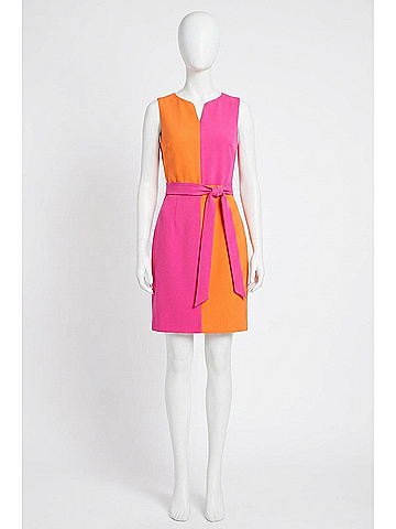 Joseph Ribkoff Color Block Mini Dress in Ultra Pink/Mandarin (view 1)
