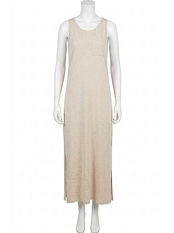 Mittoshop Rib Knit Midi Dress in Oatmeal (view 1)
