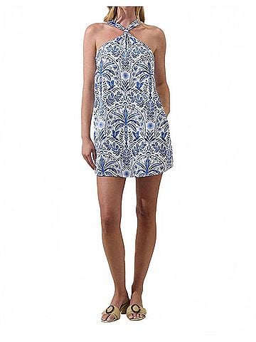 Sugarlips Romina Tropical Halter Mini Dress in Multi (view 2)
