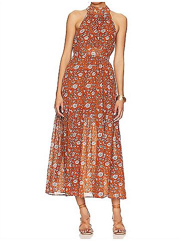 Cleobella Women's Wilder Ankle Dress in Terracotta Floral (view 2)