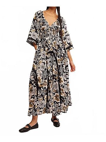 Free People Printed Dixi Maxi Dress in Black Combo (view 2)