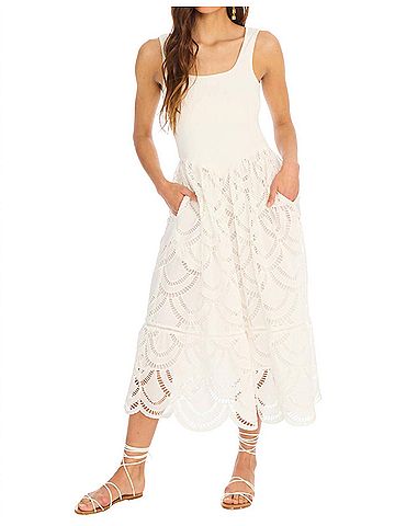 Allison Giselle Midi Dress in White (view 2)