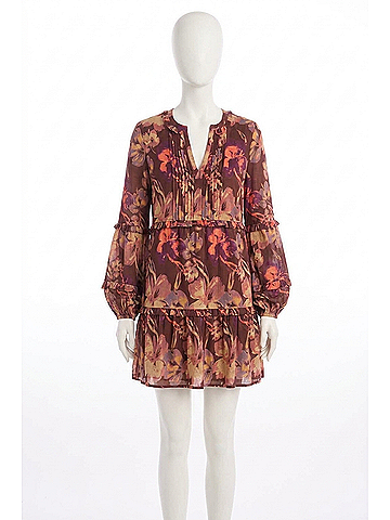 Allison Michelle Mini Dress in Brown Floral (view 1)
