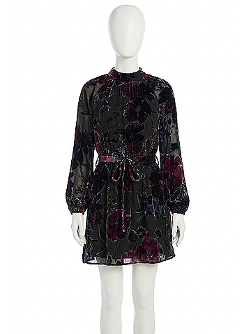 Allison Hannah Mini Dress in Black Floral (view 1)
