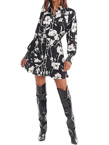 Allison Dylan Mini Dress in Black Ivory Floral (view 2)