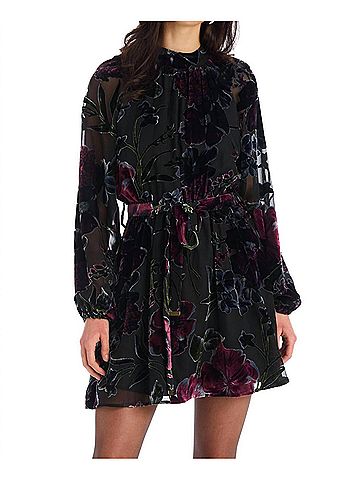Allison Hannah Mini Dress in Black Floral (view 2)