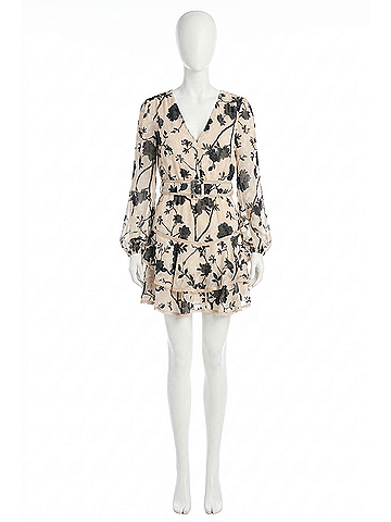 Allison Louis Mini Dress in Ivory/Black (view 1)