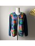 Talbots 100% Wool Print Multi Color Blue Wool Cardigan Size M - photo 5