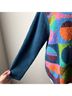 Talbots 100% Wool Print Multi Color Blue Wool Cardigan Size M - photo 3