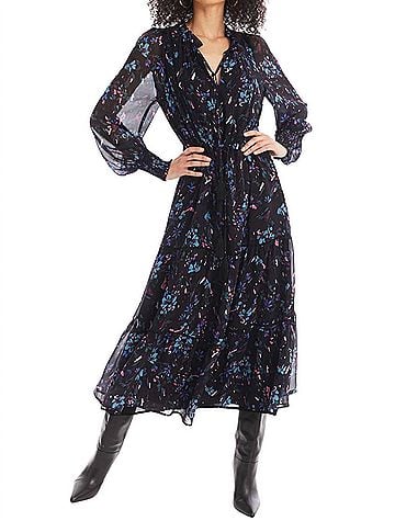 Allison Winston Midi Dress in Black Floral (view 2)