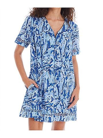Allison Kaia Mini Dress in Blue Floral (view 2)