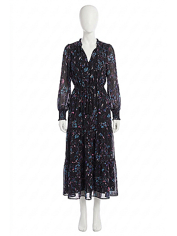 Allison Winston Midi Dress in Black Floral (view 1)