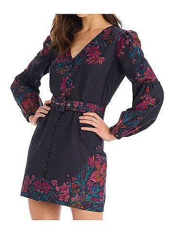 Allison Talia Mini Dress in Painterly Floral (view 2)