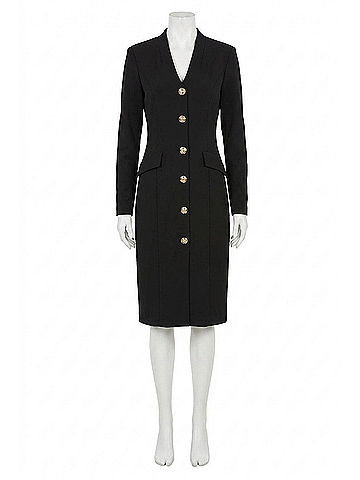 Joseph Ribkoff V-Neck Long Sleeves Sheath Dress in Black (view 1)