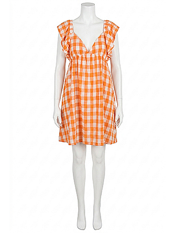 Bibi Give 'Em 6 Checkered Mini Dress in Orange (view 1)
