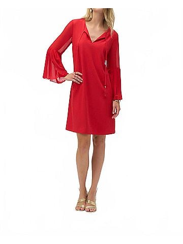 Joseph Ribkoff Bell Sleeves Shift Dress in Radiant Red (view 2)