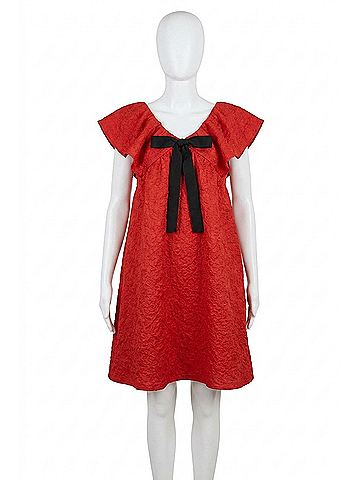 Oddi Floral Textured Mini Dress in Red (view 1)