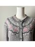Northern Reflections 100% Wool Floral Gray Pink Wool Cardigan Size M - photo 6