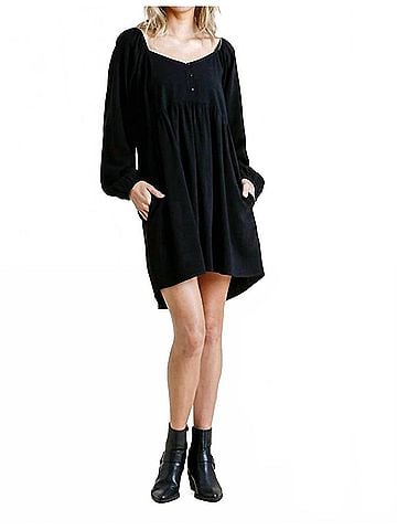 Umgee Sweetheart Babydoll Dress in Black (view 2)