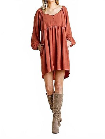 Umgee Sweetheart Babydoll Dress in Sunset (view 2)