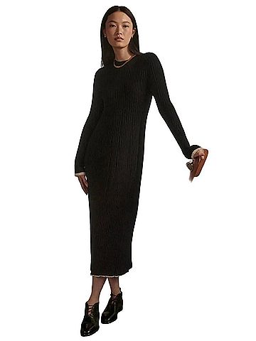 Varley Axel Knit Midi Dress in Black (view 2)