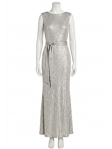 Joseph Ribkoff Women's Sequined Formal Evening Long Dress in Matte Silver (view 1)