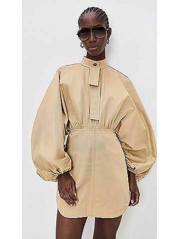 Zimmermann Rebellion Drawn Mini Dress in Beige (view 2)