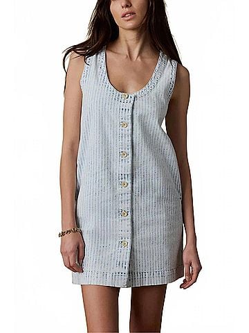 Faherty Topsail Denim Malibu Dress in Breakwater Stripe (view 2)