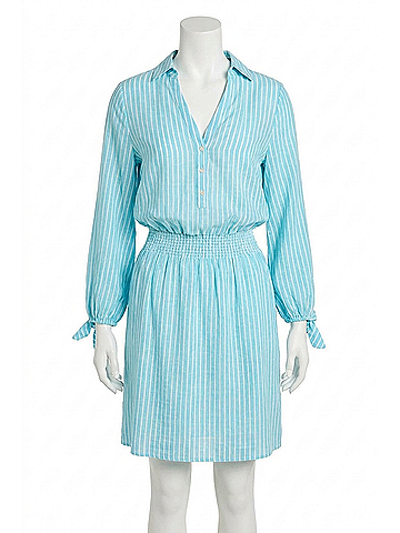 Lilly Pulitzer Abralynn Linen Shirtdress in Capri Blue Saint Tropez Stripe (view 1)