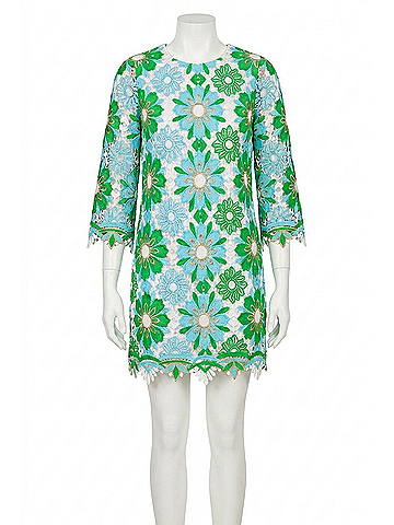 Lilly Pulitzer Jouri 3/4 Sleeve Dress in Putting Green Sunshine Tile Lace (view 1)