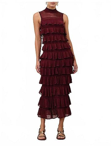 Zimmermann Rebellion Midi Dress in Burgundy (view 2)